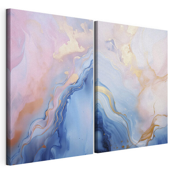 Sfumature fluide di blu e rosa Stampa su tela modulare Sfumature fluide di blu e rosa