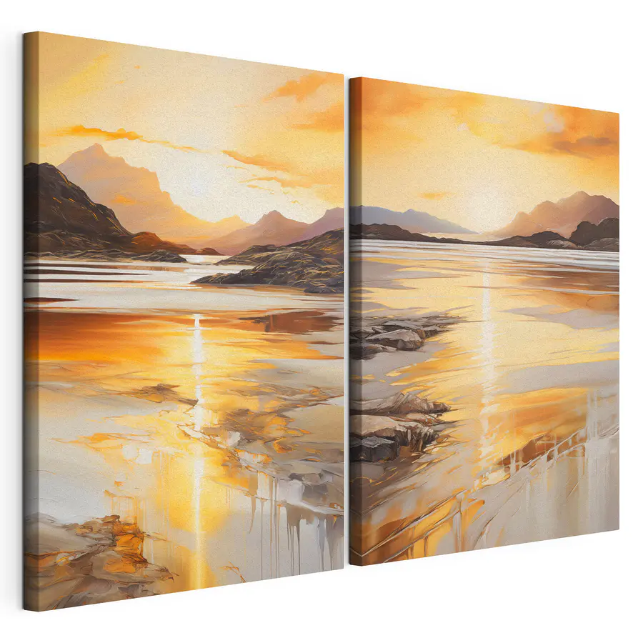Quadro multipannello Calore del sole sul lago (COD: m30328)