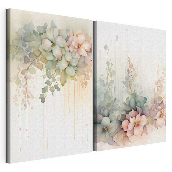 Stampa su tela modulare Dipinto di fiori su sfondo bianco