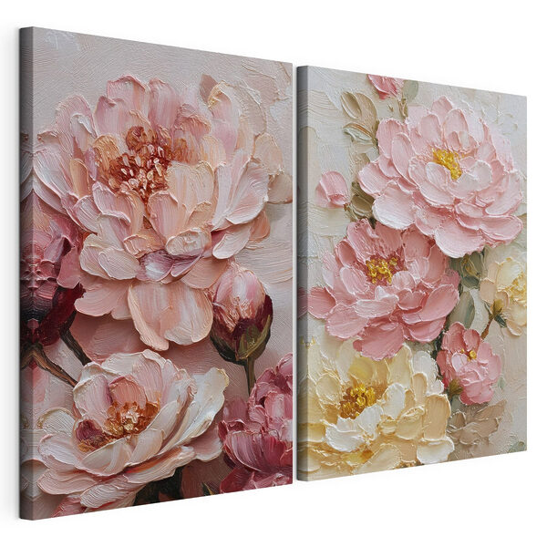 Fiori delicati dai tenui toni pastello Stampa su tela modulare Fiori delicati dai tenui toni pastello