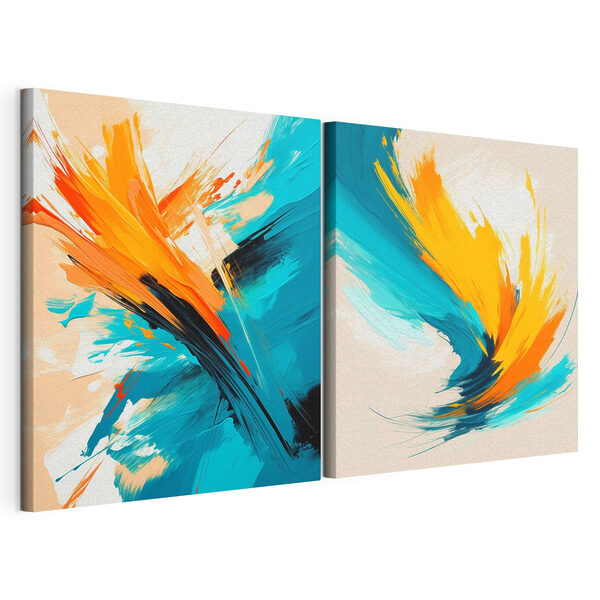 Stampa su tela modulare Due opere d'arte realizzate con la pittura