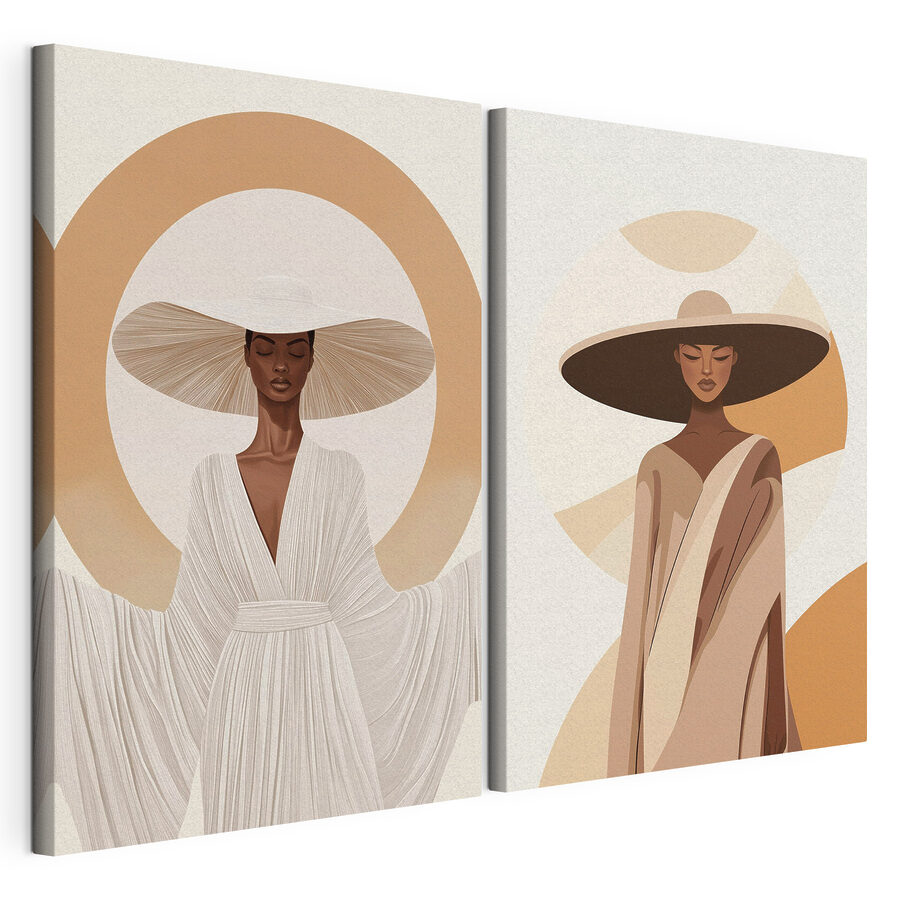 Quadro multipannello Donna con un cappello e una vestaglia (COD: m30879) Quadro multipannello Donna con un cappello e una vestaglia (COD: m30879)