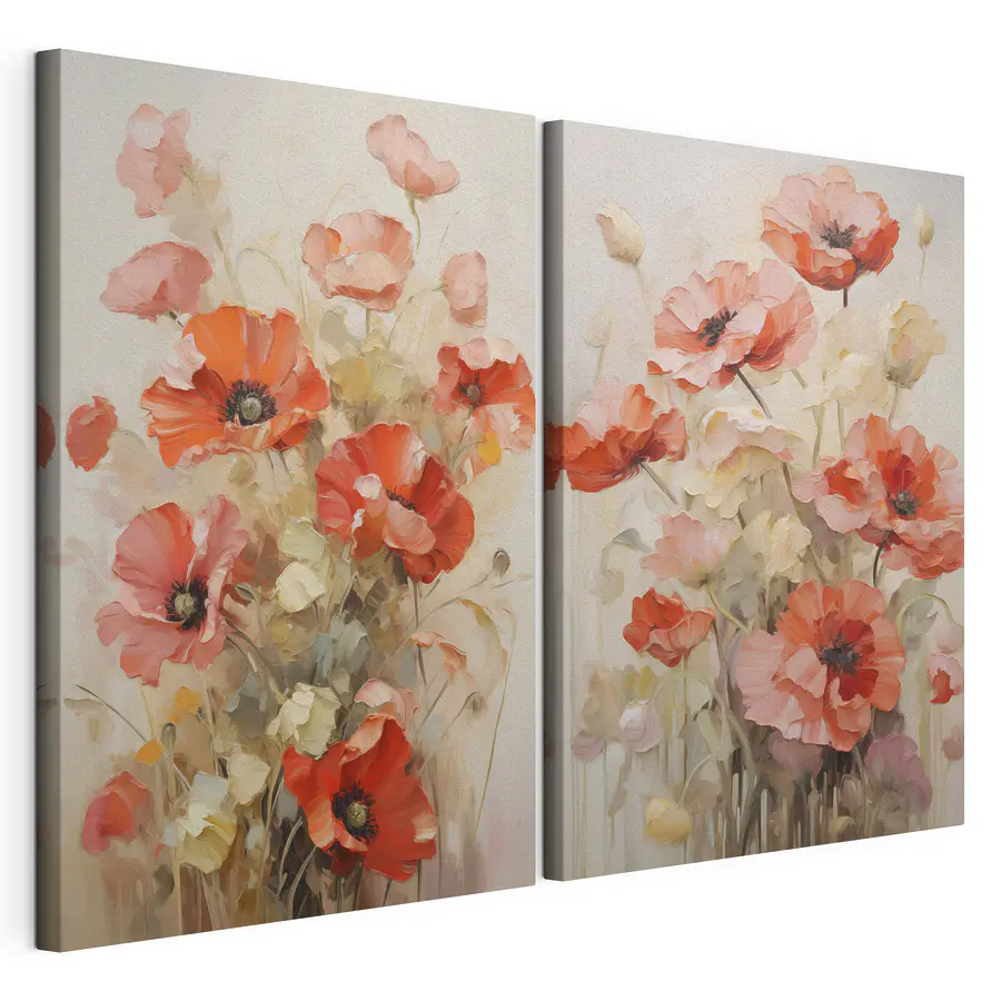 Quadro multipannello Dipinto di fiori su tela (COD: m30446)