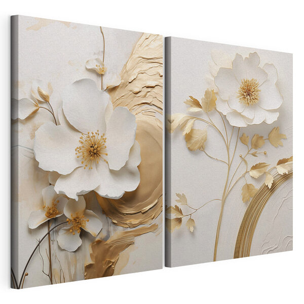 Fiori delicati dai dettagli eleganti Stampa su tela modulare Fiori delicati dai dettagli eleganti