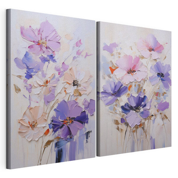 Dipinto di fiori su tela Stampa su tela modulare Dipinto di fiori su tela