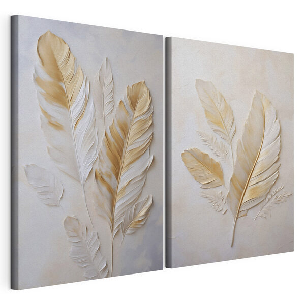 Foglie decorative dai toni tenui Stampa su tela modulare Foglie decorative dai toni tenui