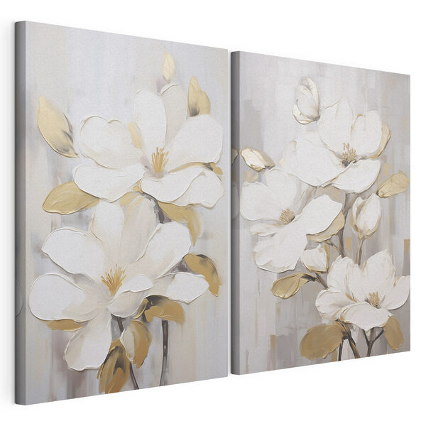 Dipinto raffigurante fiori bianchi Stampa su tela modulare Dipinto raffigurante fiori bianchi