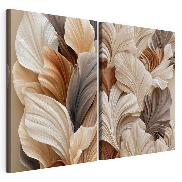 - Eleganti strati di foglie fluttuanti Stampa su tela modulare - Eleganti strati di foglie fluttuanti