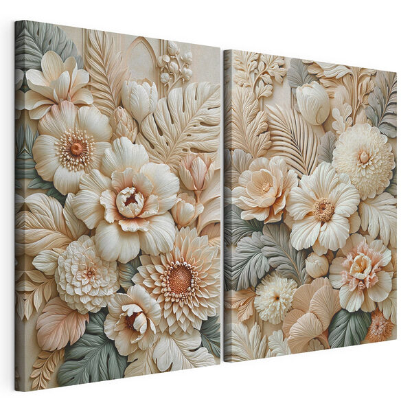 Stampa su tela modulare Collage di fiori e foglie