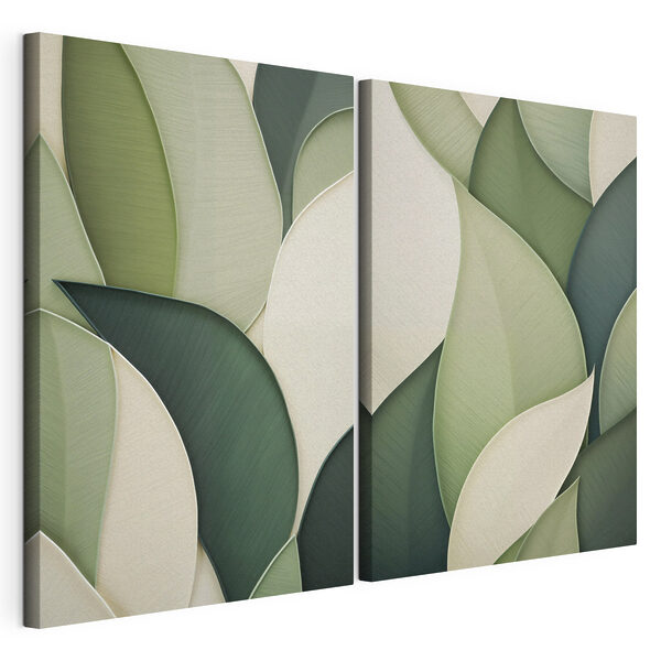 Stampa su tela modulare Delicate curve nei toni del verde e del beige