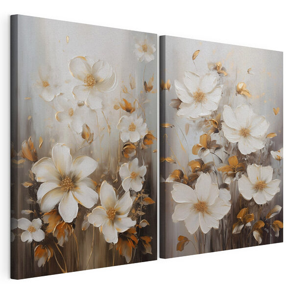 Dipinto raffigurante fiori bianchi Stampa su tela modulare Dipinto raffigurante fiori bianchi