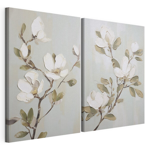 Dipinto raffigurante dei fiori su un ramo Stampa su tela modulare Dipinto raffigurante dei fiori su un ramo