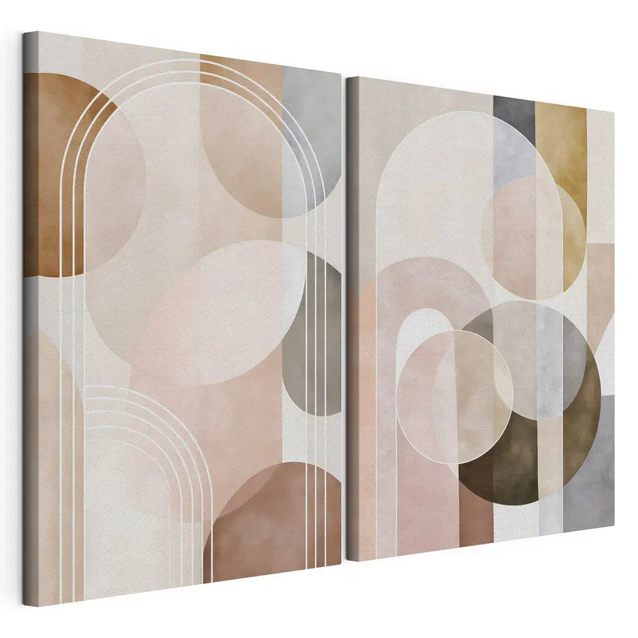 Quadro multipannello Forme astratte in una tavolozza di colori tenui (COD: m30817)