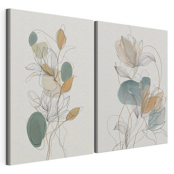 Elegante disegno floreale in stile line art Stampa su tela modulare Elegante disegno floreale in stile line art
