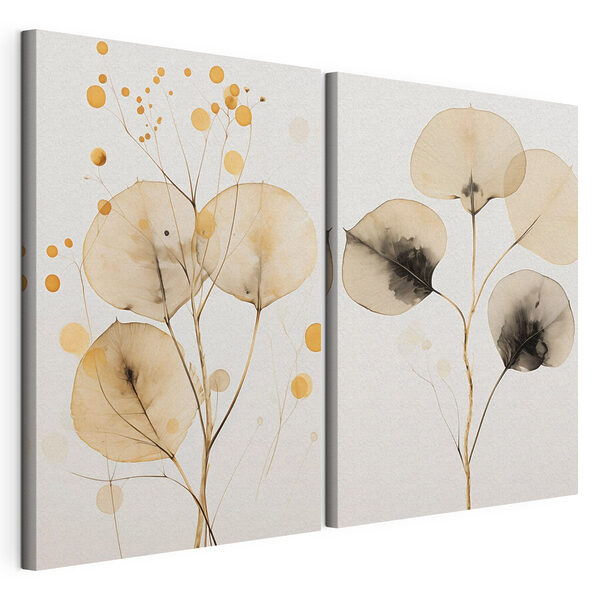 Stampa su tela modulare Foglie delicate dai toni tenui