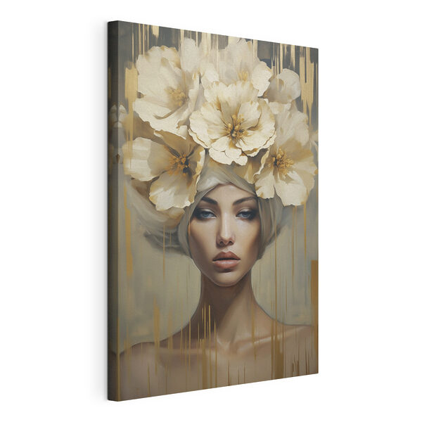 Dipinto raffigurante una donna con dei fiori tra i capelli Stampa su tela Dipinto raffigurante una donna con dei fiori tra i capelli