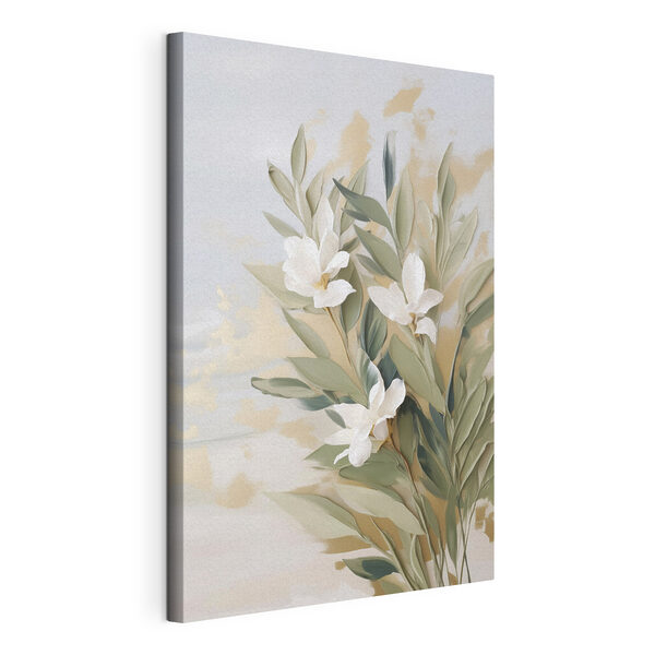Stampa su tela Dipinto di fiori e foglie