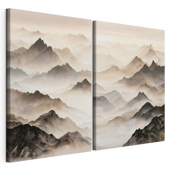 Stampa su tela modulare Collage di montagne avvolte dalla nebbia