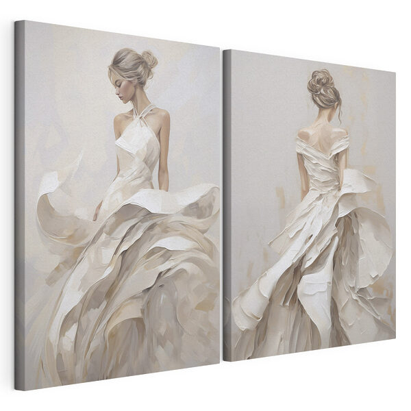 Donna con un abito bianco Stampa su tela modulare Donna con un abito bianco